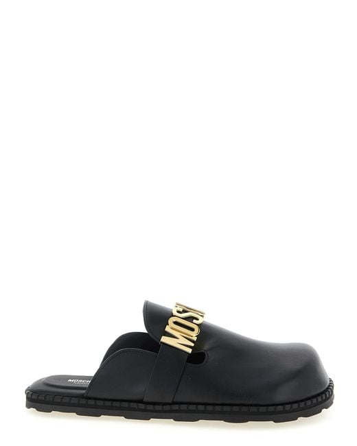 Moschino Black Leather Sabots for men