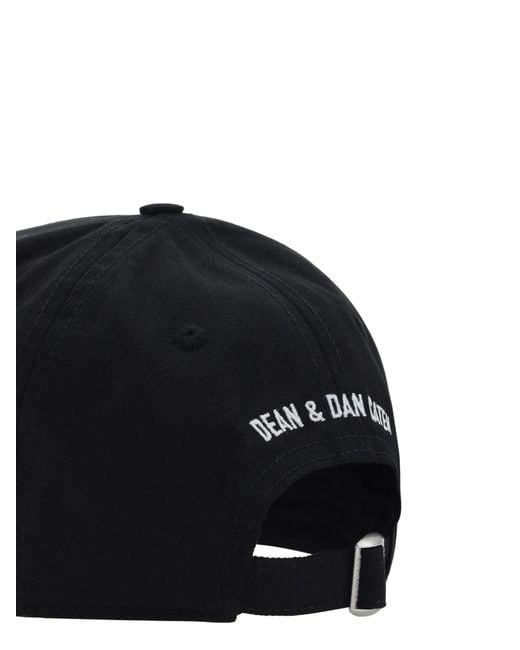 DSquared² Black Logoed Baseball Hat Cotton E Hairbands for men