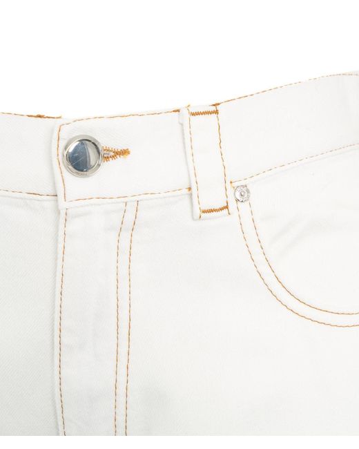 Pinko White Logo Embroidered Straight Leg Jeans