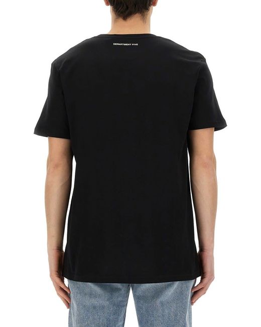 Department 5 Black T-Shirt With Logo for men