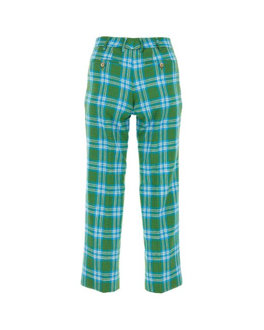 PT01 Green Embroidered Cotton Blend Pant