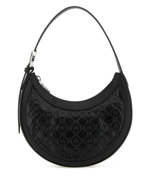 MARINE SERRE Black Leather Mini Eclips Handbag