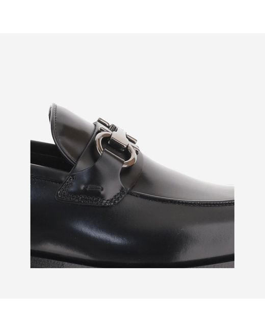 Ferragamo Black Leather Loafers Calf for men
