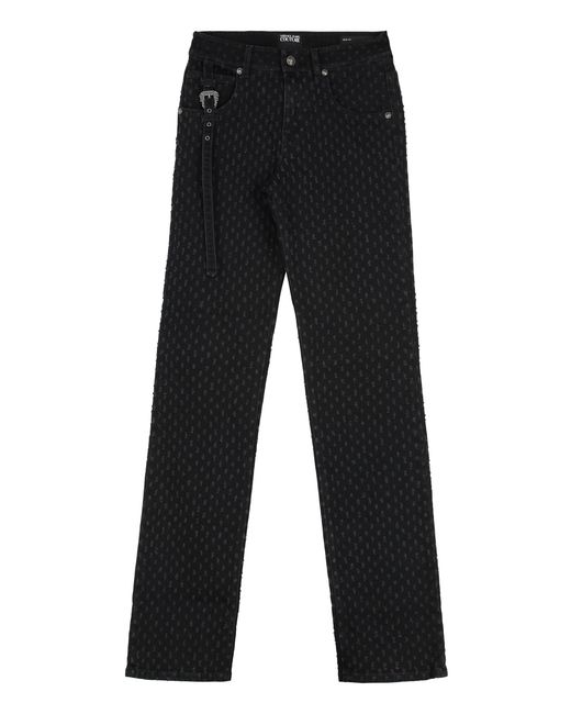 Versace Jeans Couture Black High-Rise Slim-Fit Jeans Cotton Skinny