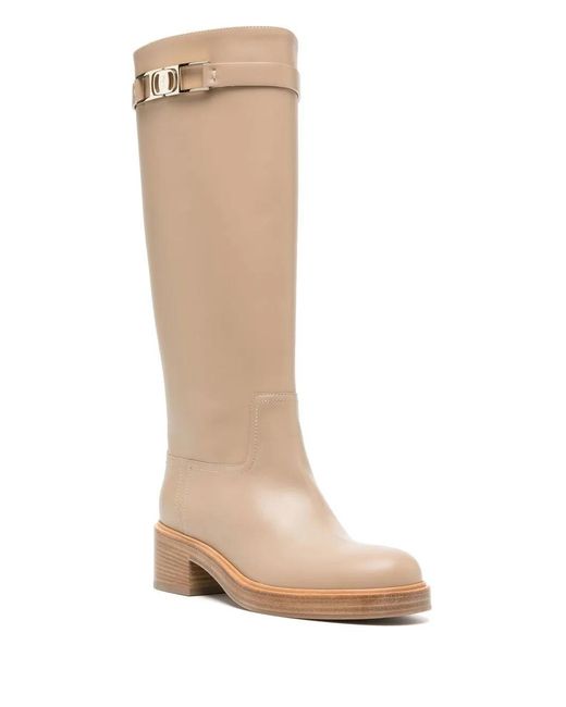 Ferragamo White Ornament Square Gancini Boot