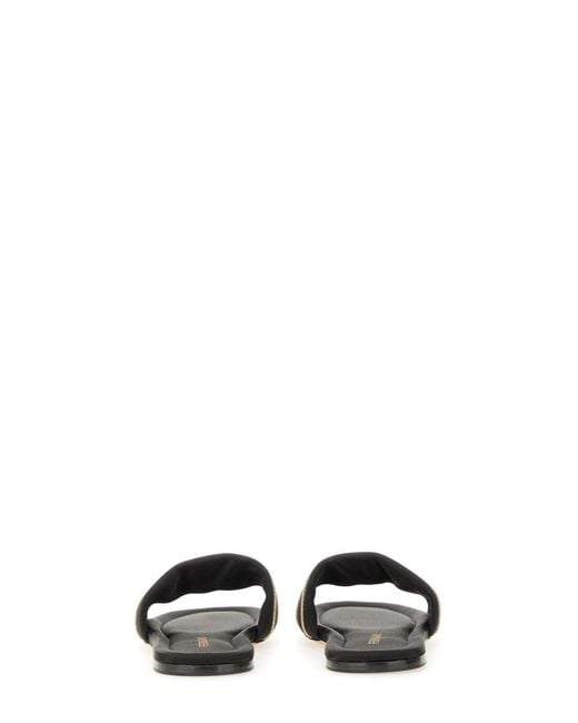Ferragamo Black Slide Sandal With Logo Upper: Fabric (Vi + Se)