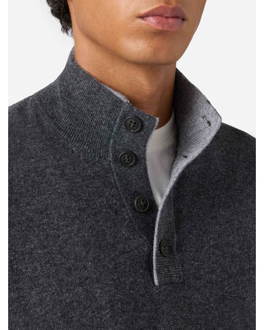 Mc2 Saint Barth Black Half-Zip Sweater Anthracite Merino Wool And Cashmere for men