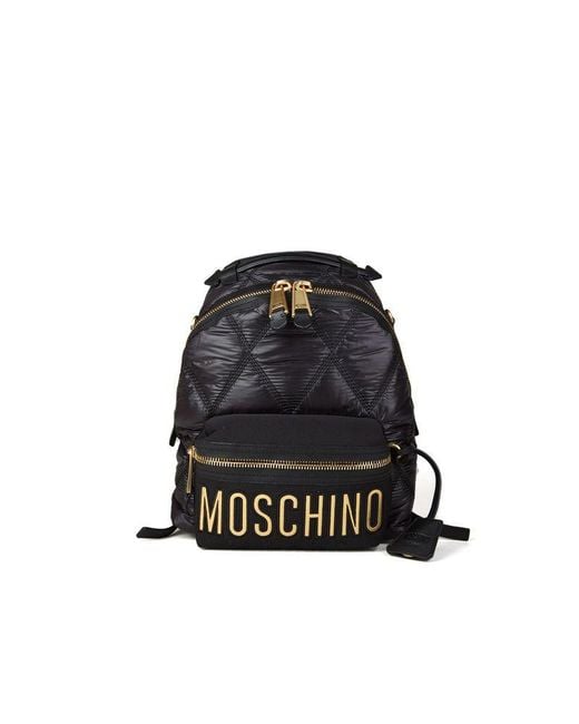 Moschino Black Backpack-Multi Nylon Bags Backpacks