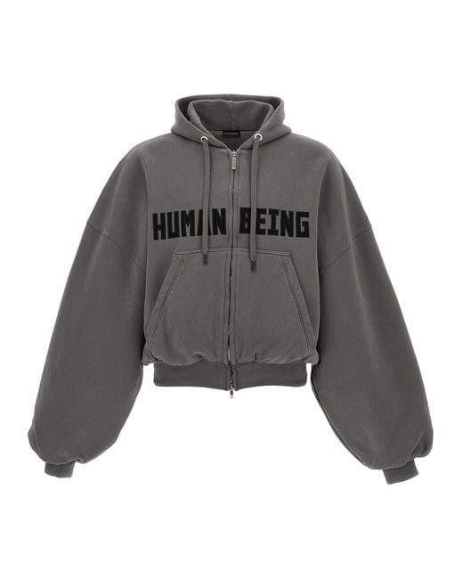 Balenciaga Gray Human Being Hoodie for men
