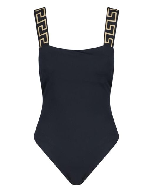 Versace Blue One-Piece Swimsuit Greca