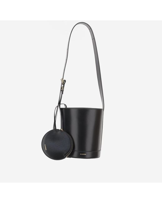 Jil Sander Black Leather Bucket Bag Calfskin Shoulder