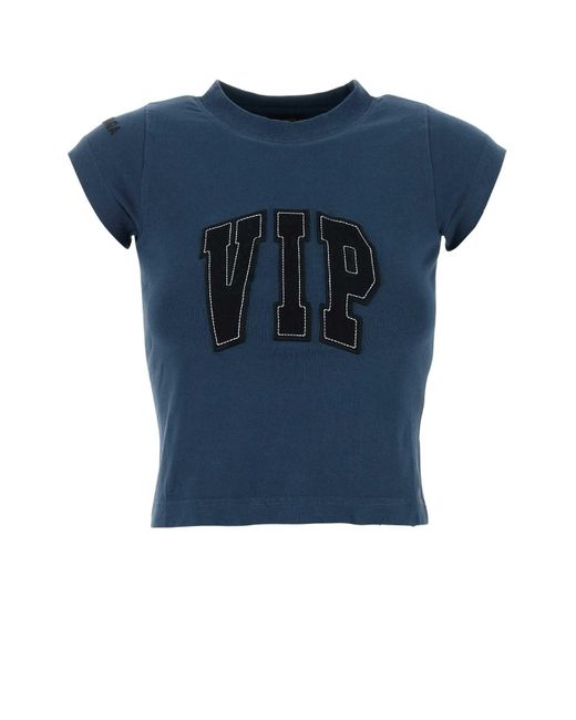 Balenciaga Blue Cropped T-Shirt With Vintage Effect