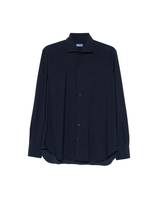 Barba Napoli Blue Long-Sleeve Button-Up Shirt for men