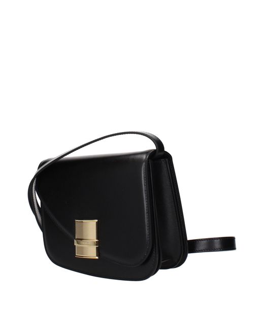 Ferragamo Black Oyster Crossbody Bag Leather