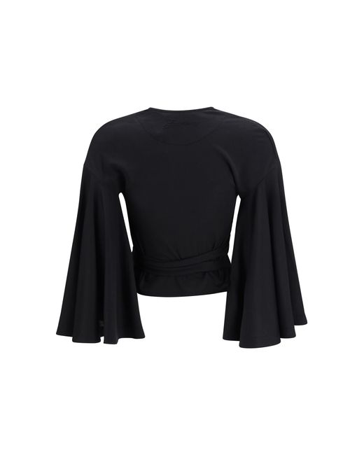 Jacquemus Black Paysan Wrap Top Cotton Shirt