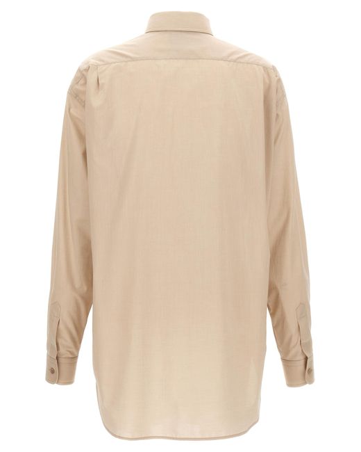 Moschino Natural Slightly Loose-Fitting Cotton Shirt With Patch Pocket