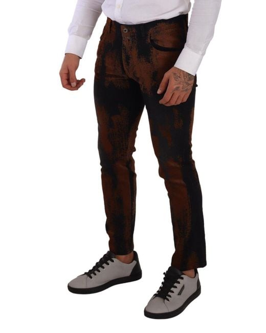 Dolce & Gabbana Black Chic Tie-Dye Slim Fit Jeans for men