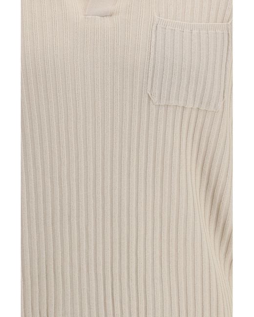 Roberto Collina White Ribbed Polo Cotton Shirts for men