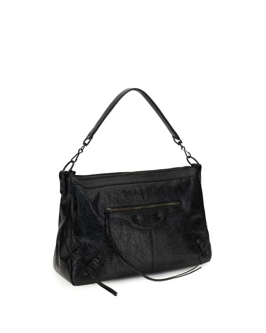 Balenciaga Black Le City Moto Medium Shoulder Bag Lamb Ovis Aries for men