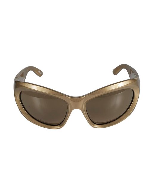 Balenciaga Gray Metallic Frame Logo Embossed Sunglasses