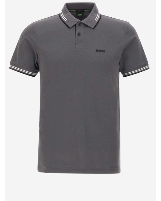 Boss Gray Polo Shirt Stretch Cotton for men