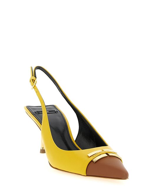 Elisabetta Franchi Metallic Leather Slingback