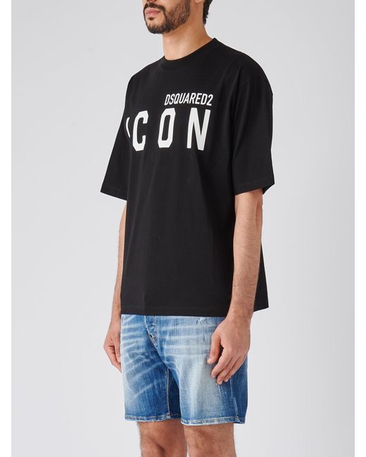 DSquared² Black Be Icon Loose Fit Tee T-Shirt for men