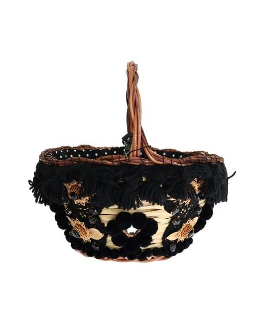 Dolce & Gabbana Black Chic & Straw Snakeskin Bucket Bag