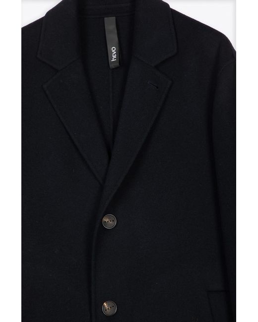 Hevò Blue Coat Ink Wool Unlined Coat for men