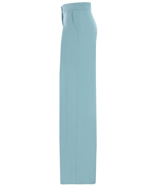Pinko Pantaloni Pisticci Wide Leg A Palazzo In Crêpe Di Lino in Blue | Lyst