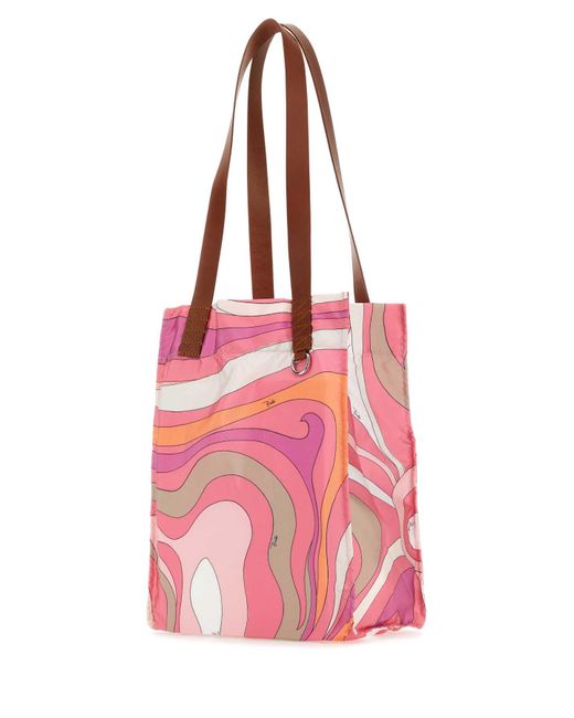 Emilio Pucci Pink Printed Polyester Shoulder Bag