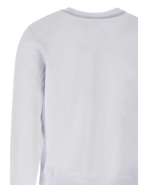 Sun 68 White Round Neck Cotton Piquet Sweatshirt