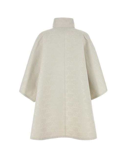 Max Mara White Monogrammed Button-Up Coat