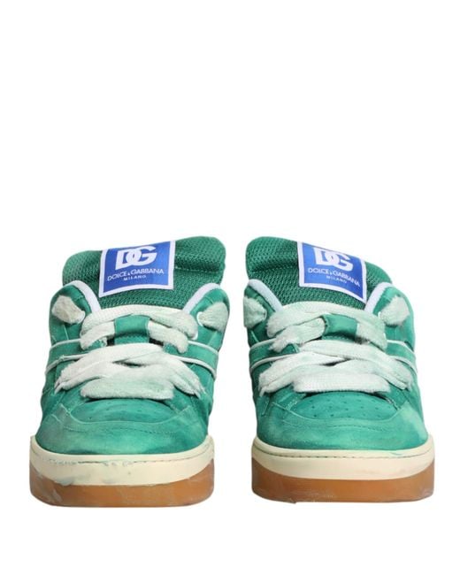 Dolce & Gabbana Green Suede New Roma Low Top Sneakers Shoes Leather (Suede) for men