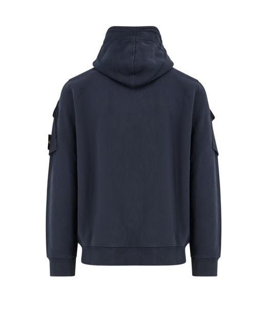 Stone Island Blue Organic Cotton Sweatshirt for men