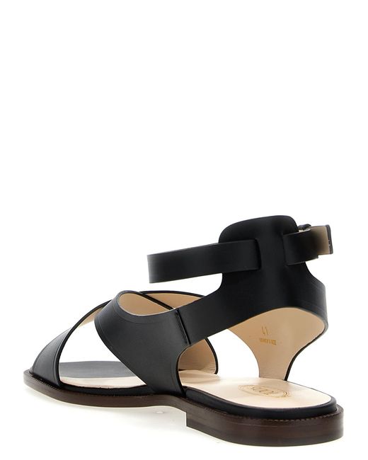 Tod's Black Leather Sandals