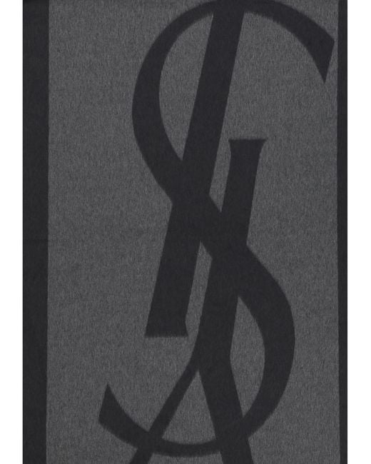 Saint Laurent Gray Cassandre Scarf Silk for men