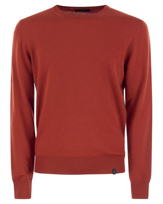 Fay Red Wool Crew-Neck Pullover for men
