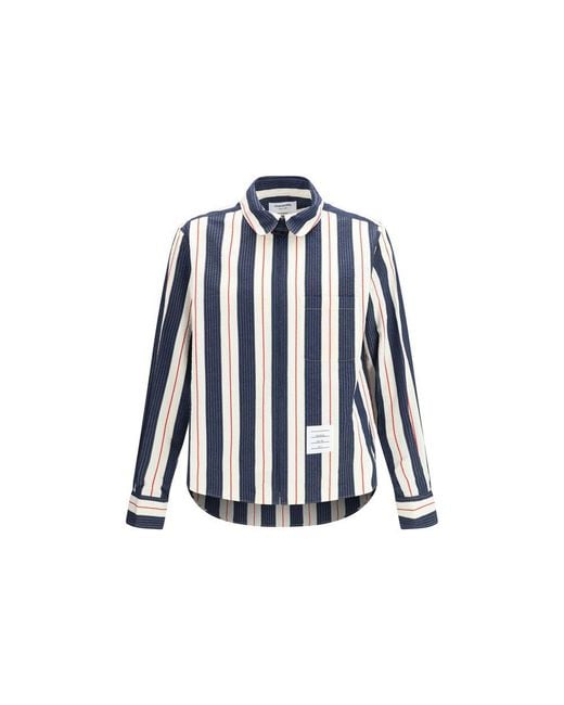 Thom Browne Blue Multicolor Cotton Shirt for men