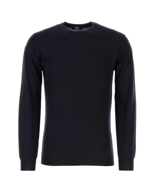 Fedeli Blue Midnight Wool Sweater for men