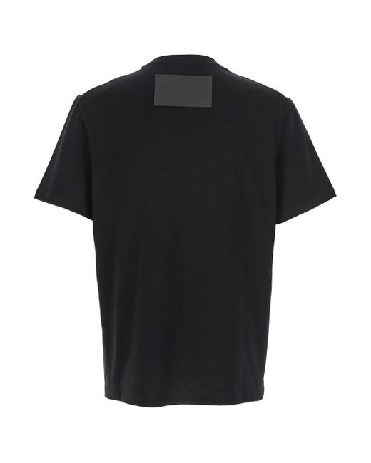 Jil Sander Black Crewneck T-Shirt With Logo Patch On The Rear for men