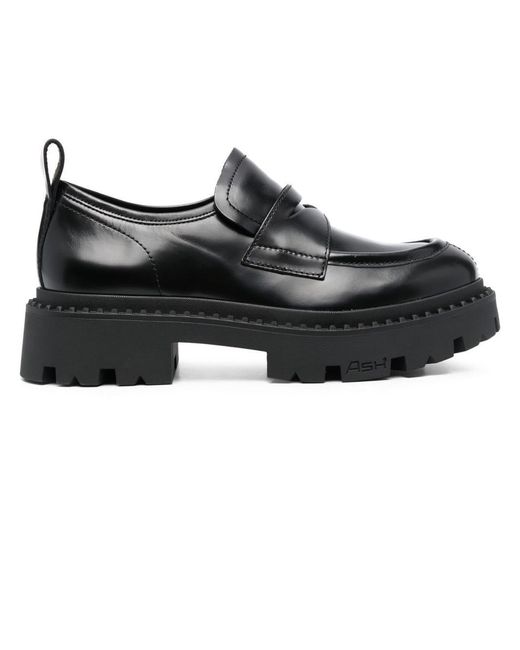 Ash Jet Black Calf Leather Genial Loafers | Lyst