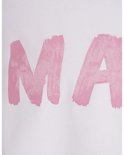 Marni Pink Crop T-Shirt With Brushed Logo