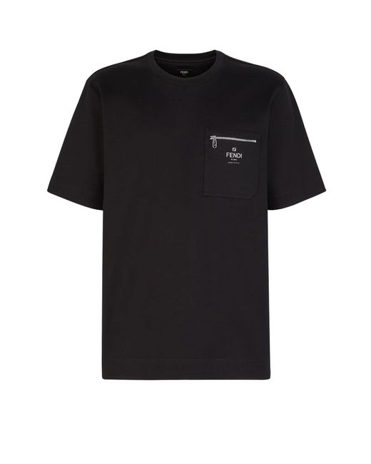 Fendi Black Cotton T-Shirt for men