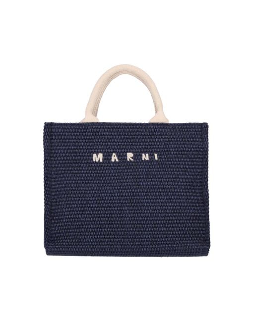 Marni Blue Small Logo Tote Bag