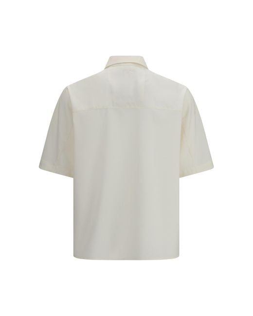 Laminar White Oversize Bowling Shirt Polyester; Wool Ovis Aries for men