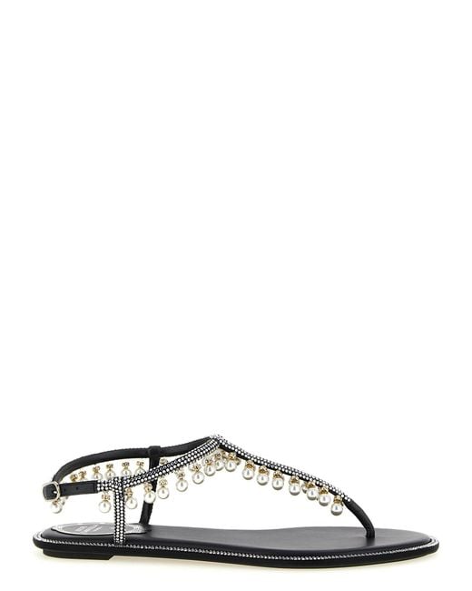 Rene Caovilla Multicolor Viscose Flat Sandals