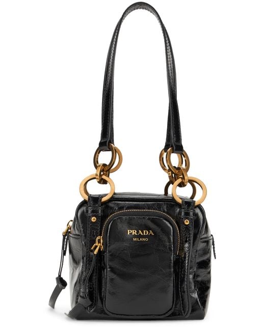 Prada Black Leather Dangle Bag Calf Handbags