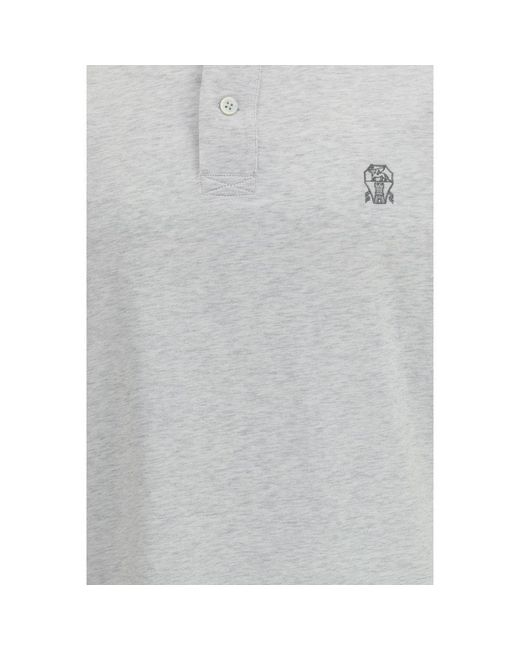 Brunello Cucinelli Gray Cotton Polo Shirt for men