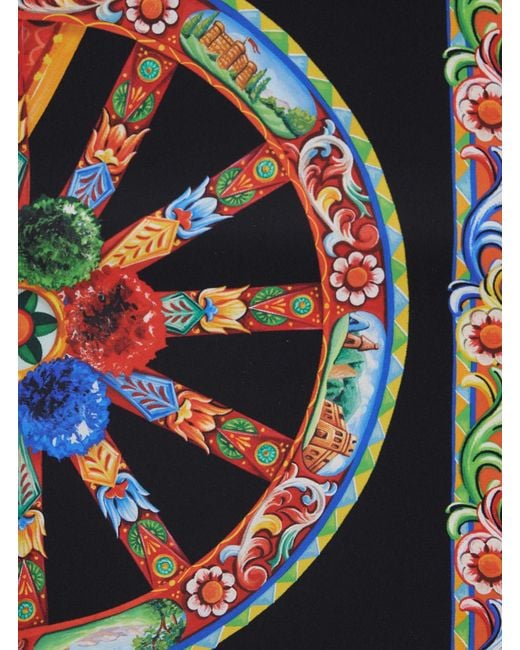 Dolce & Gabbana Blue Scarf With Carretto Print, Silk